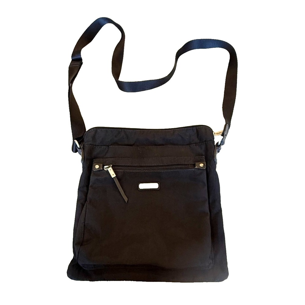 Baggallini Nylon Crossbody Bag Multi-Pocket Adj. Shoulder Strap Travel Bag Black